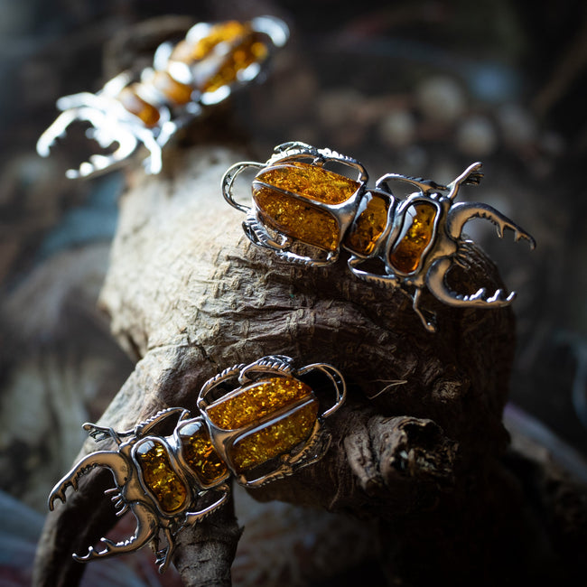 Amber Beetle Pendant/Broach