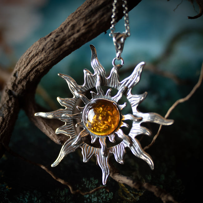 Cognac Amber Sun Pendant