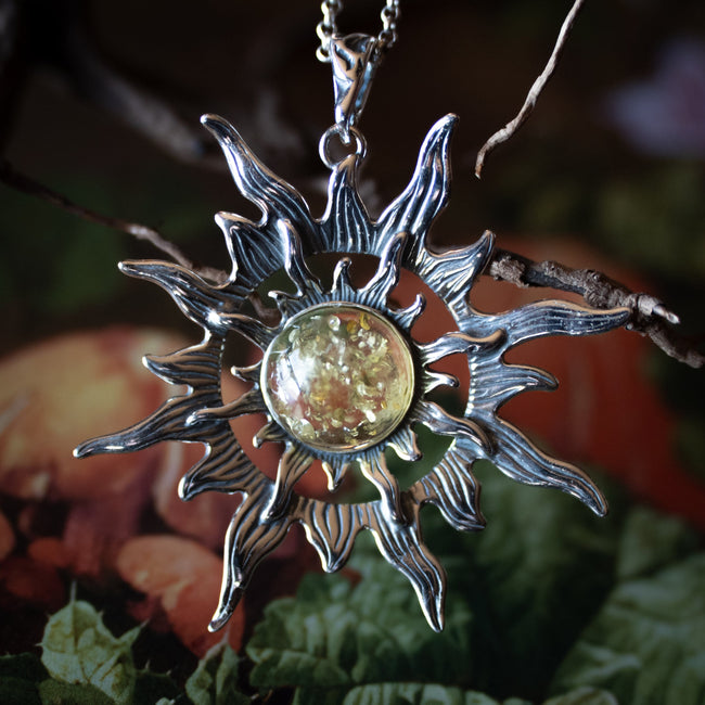 Citrine Amber Sun Pendant