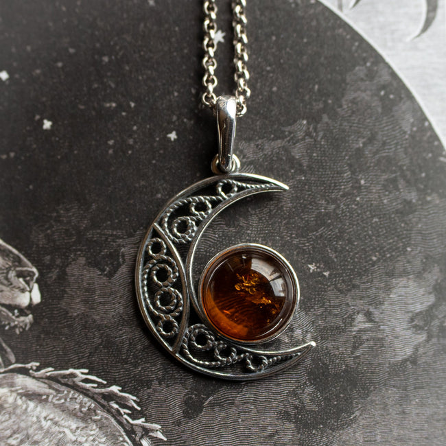 Cognac Amber Moon Pendant