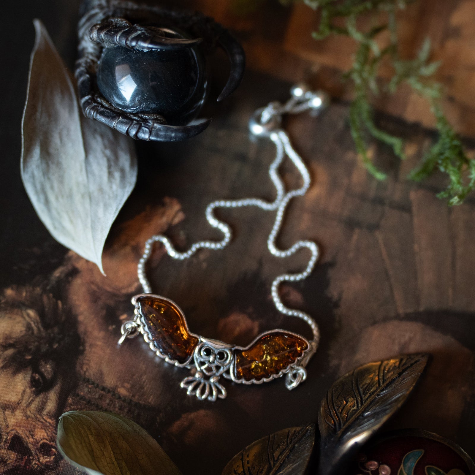 Cognac Amber Owl Bracelet