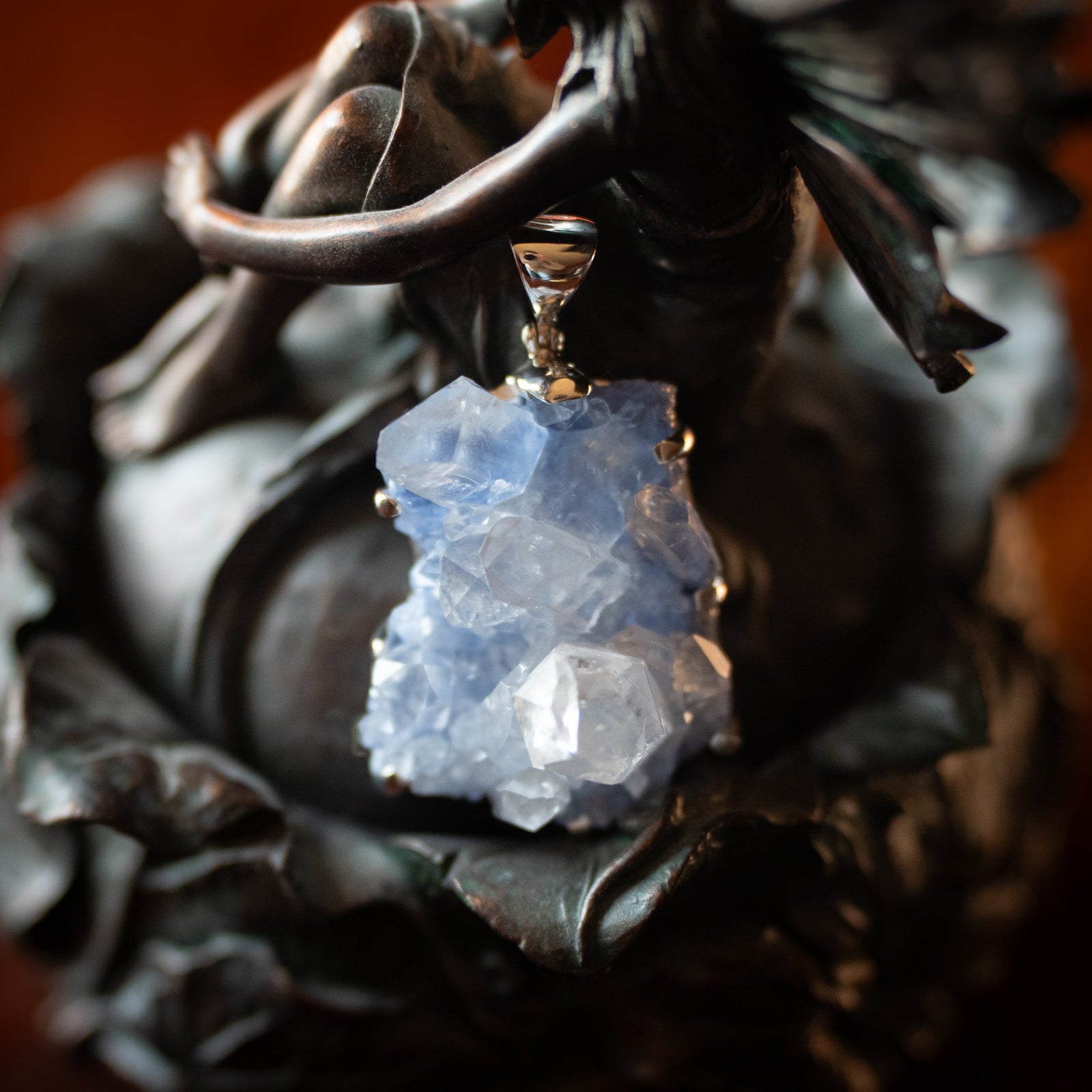 Blue Dumortierite in Quartz Pendant