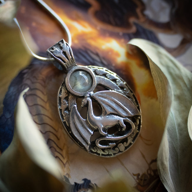 Labradorite Dragon Pendant w/ Chain