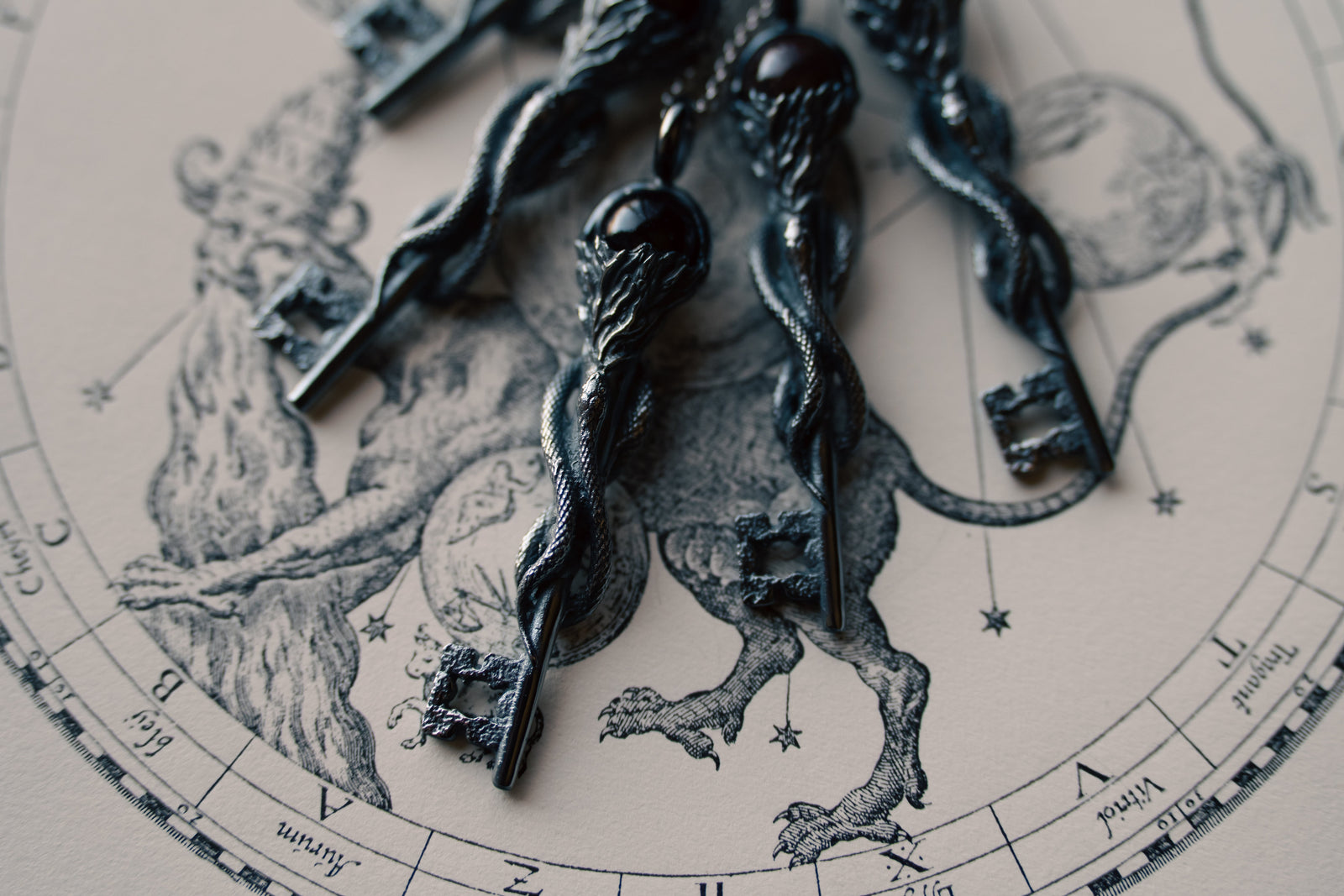 Exclusive Key of Hekate Pendant w/ Garnet (.925 Silver)