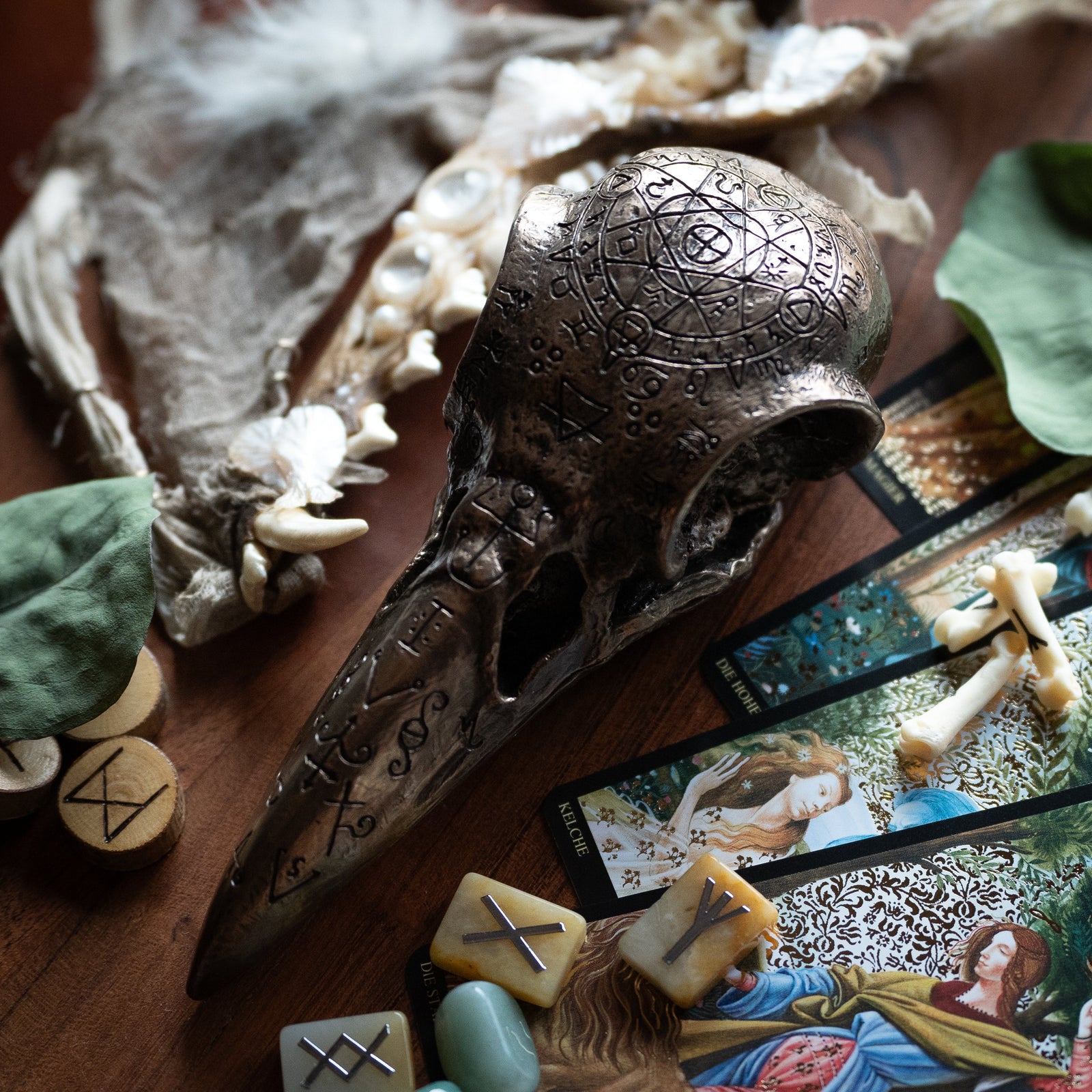 Bronze Raven Skull