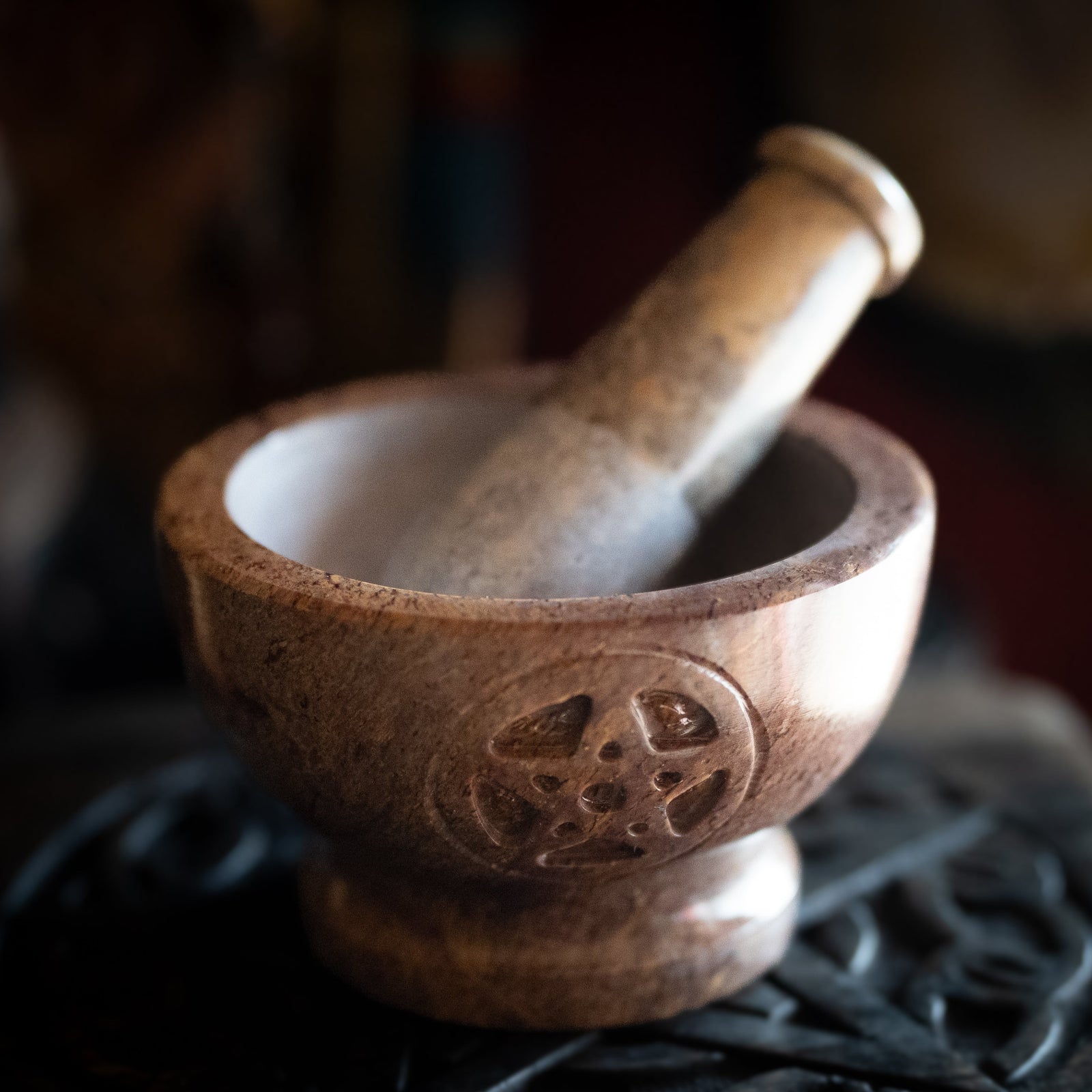 Pentacle Carved Mortar & Pestle