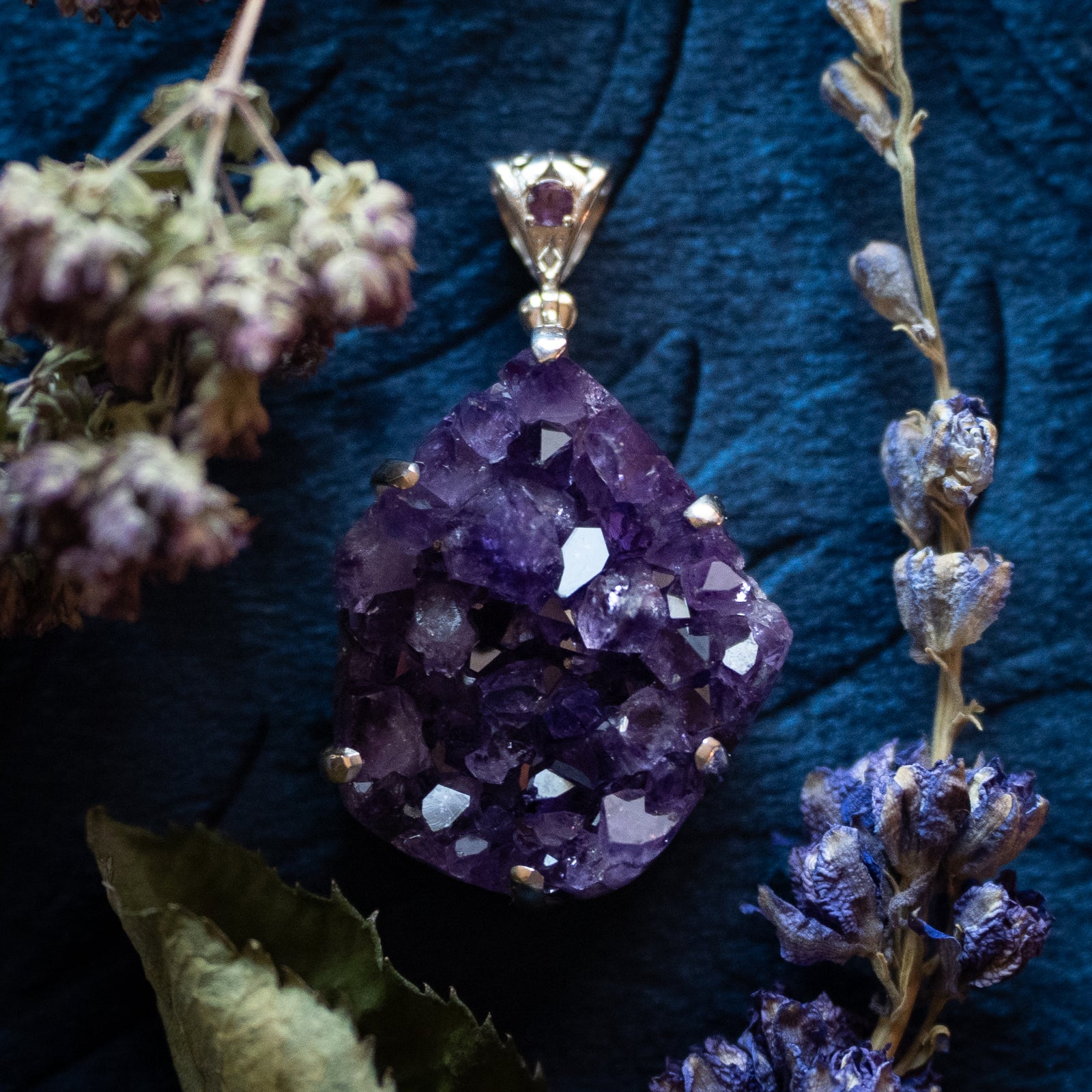 Amethyst Drusy Pendant (.925 Silver)