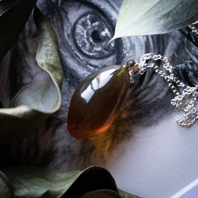 Natural Amber Pendant (.925) w/ Chain