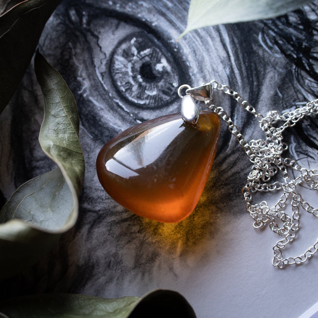 Natural Amber Pendant (.925) w/ Chain