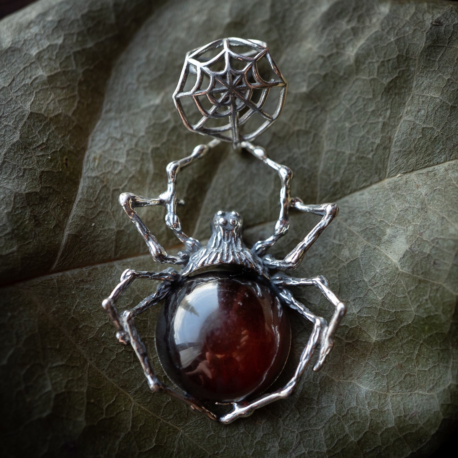 Cherry Amber Spider Pendant (.925)