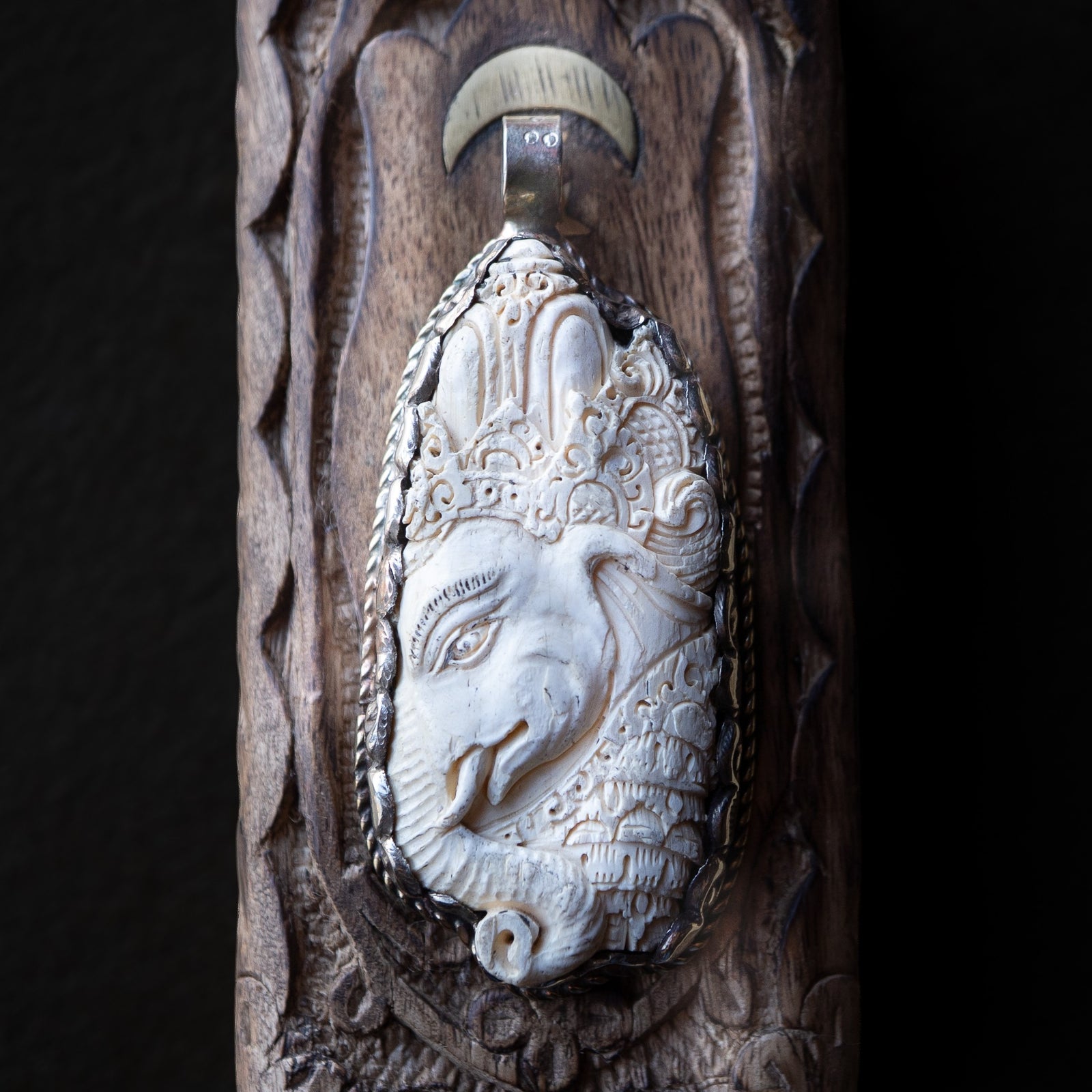 Carved Bone Ganesha Pendant