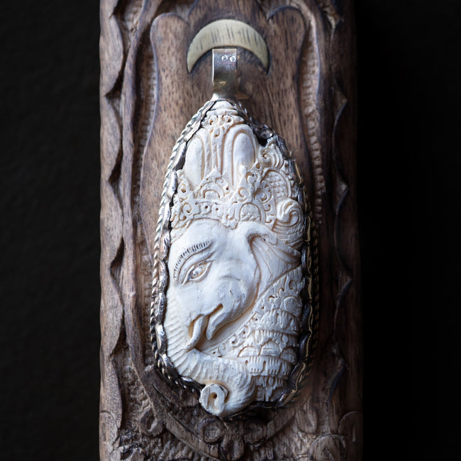 Carved Bone Ganesha Pendant