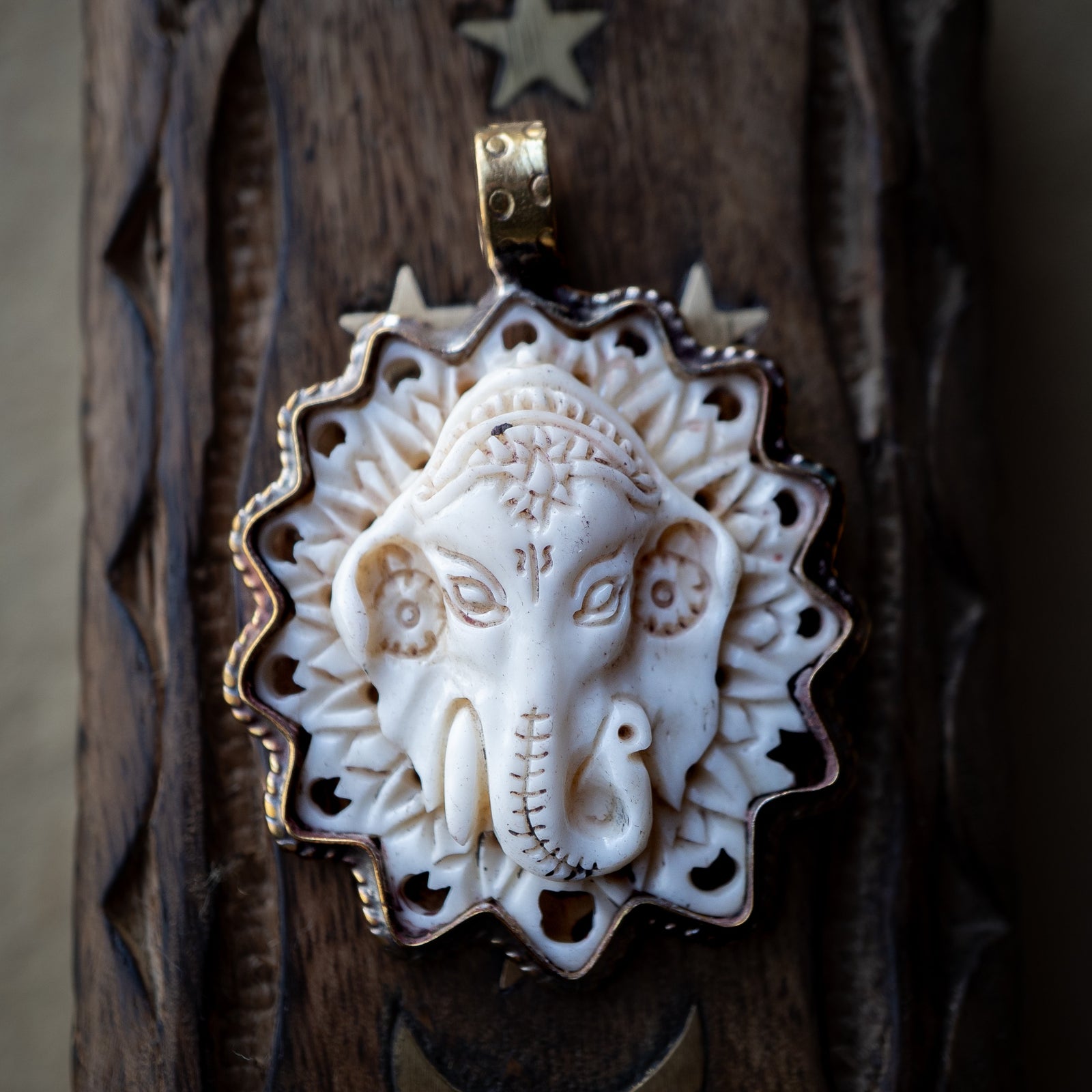Carved Bone Ganesha Pendant