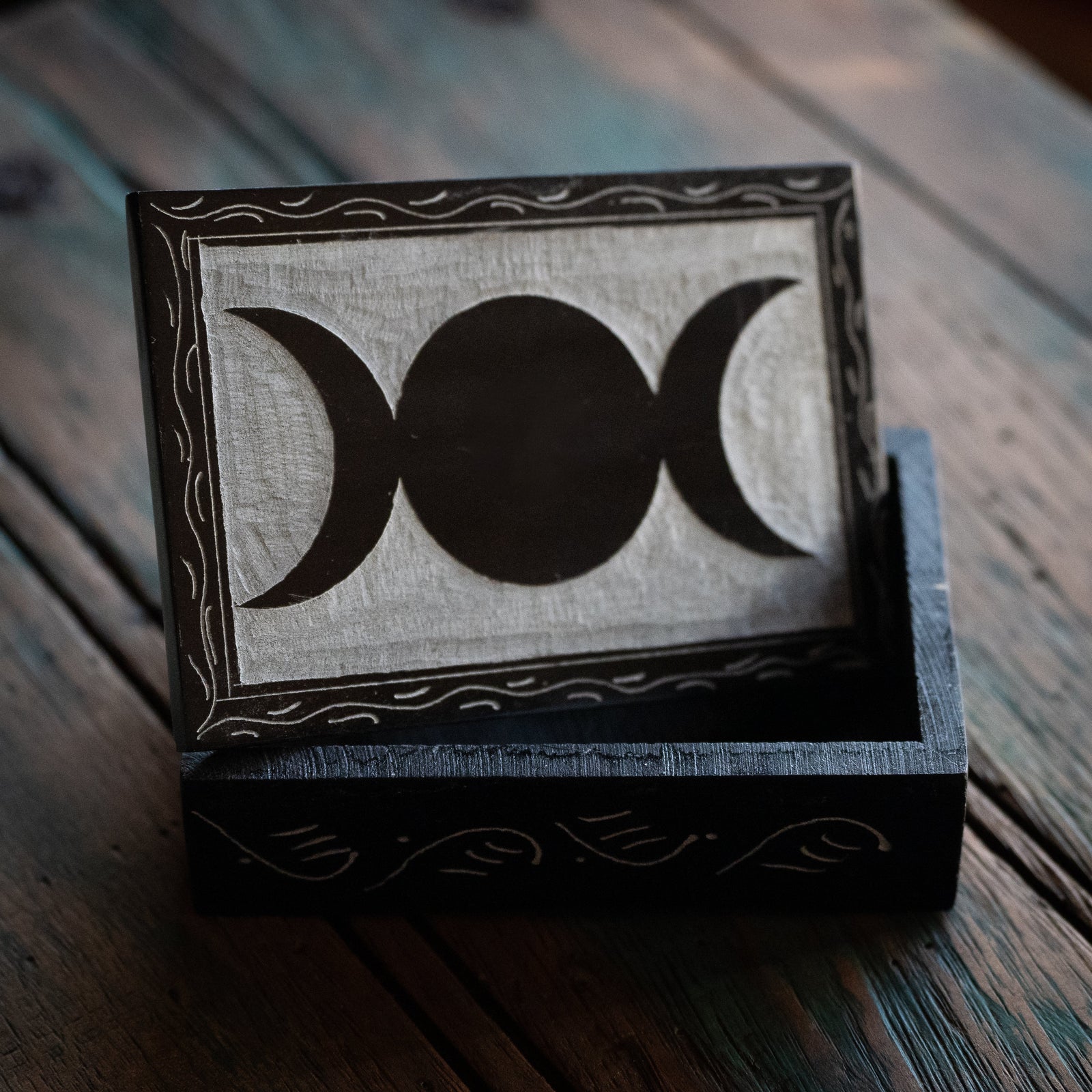 Triple Moon Box (Carved Soapstone)