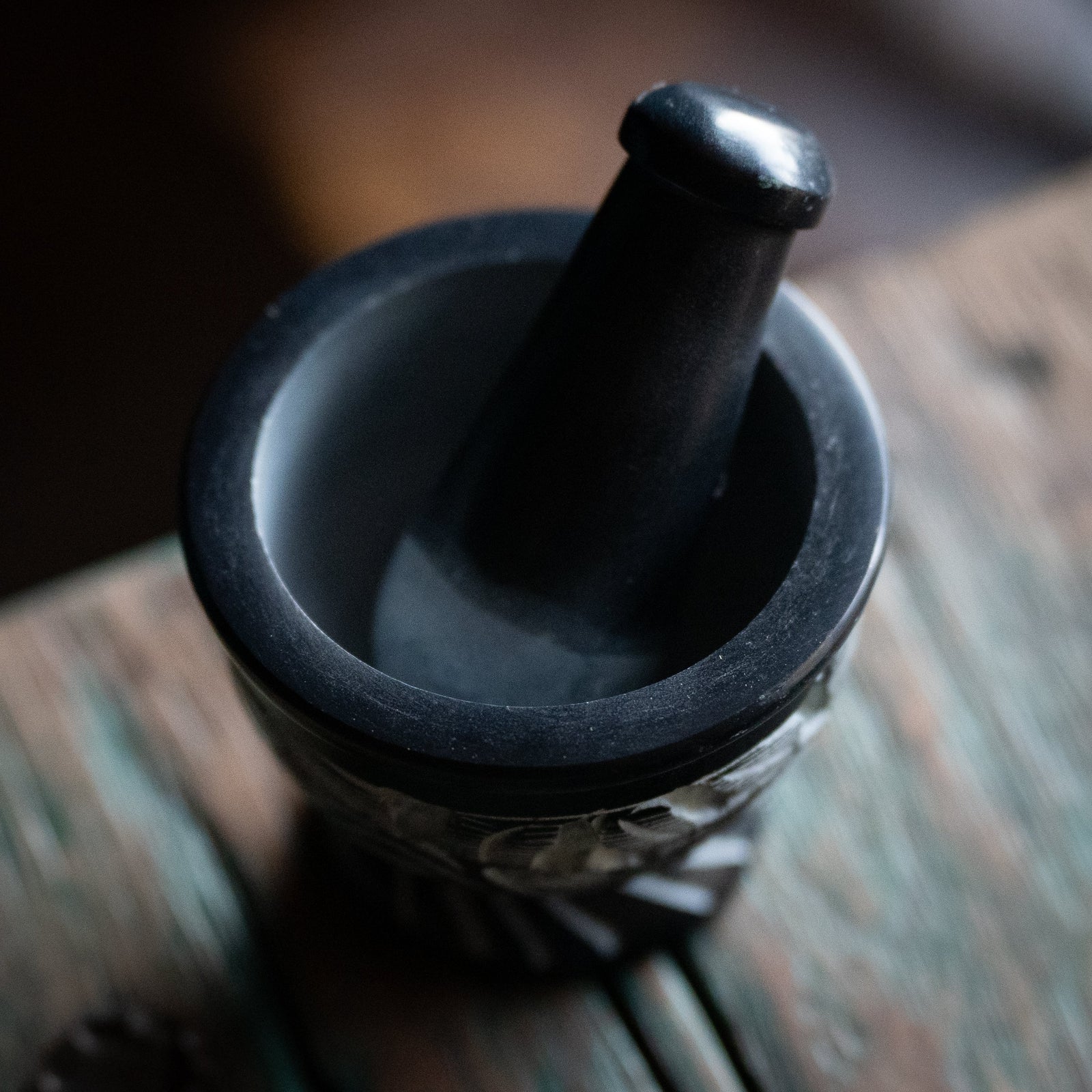 Floral Carved Mortar & Pestle