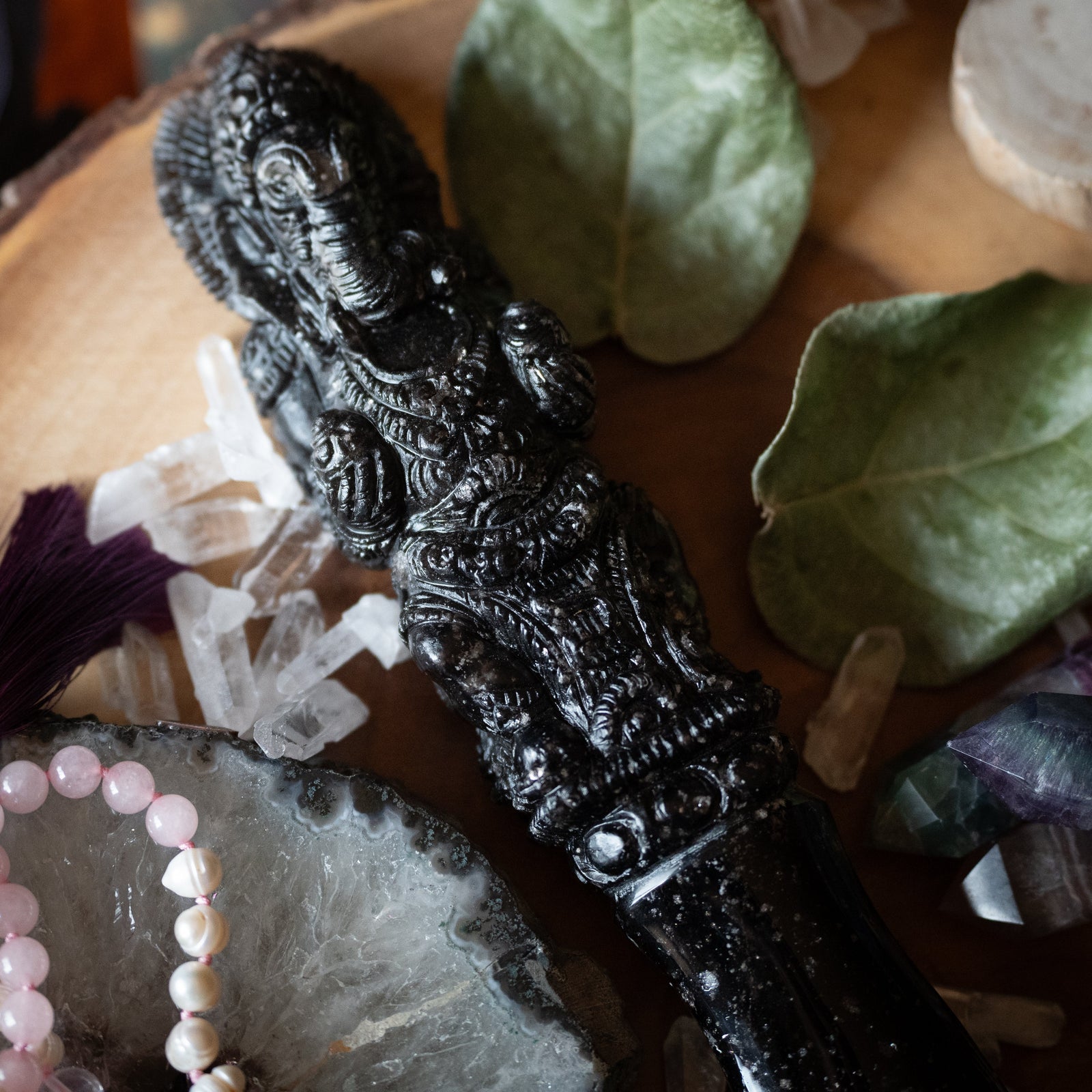 Snowflake Obsidian Ganesha Athame