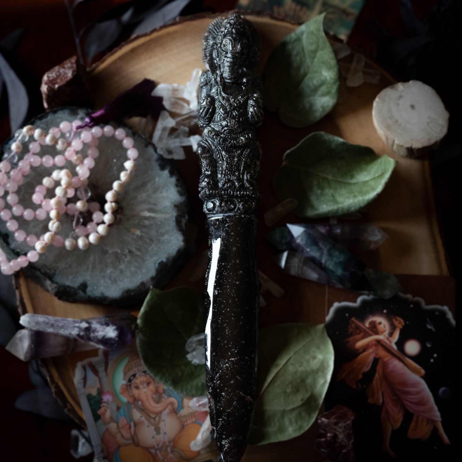 Snowflake Obsidian Ganesha Athame