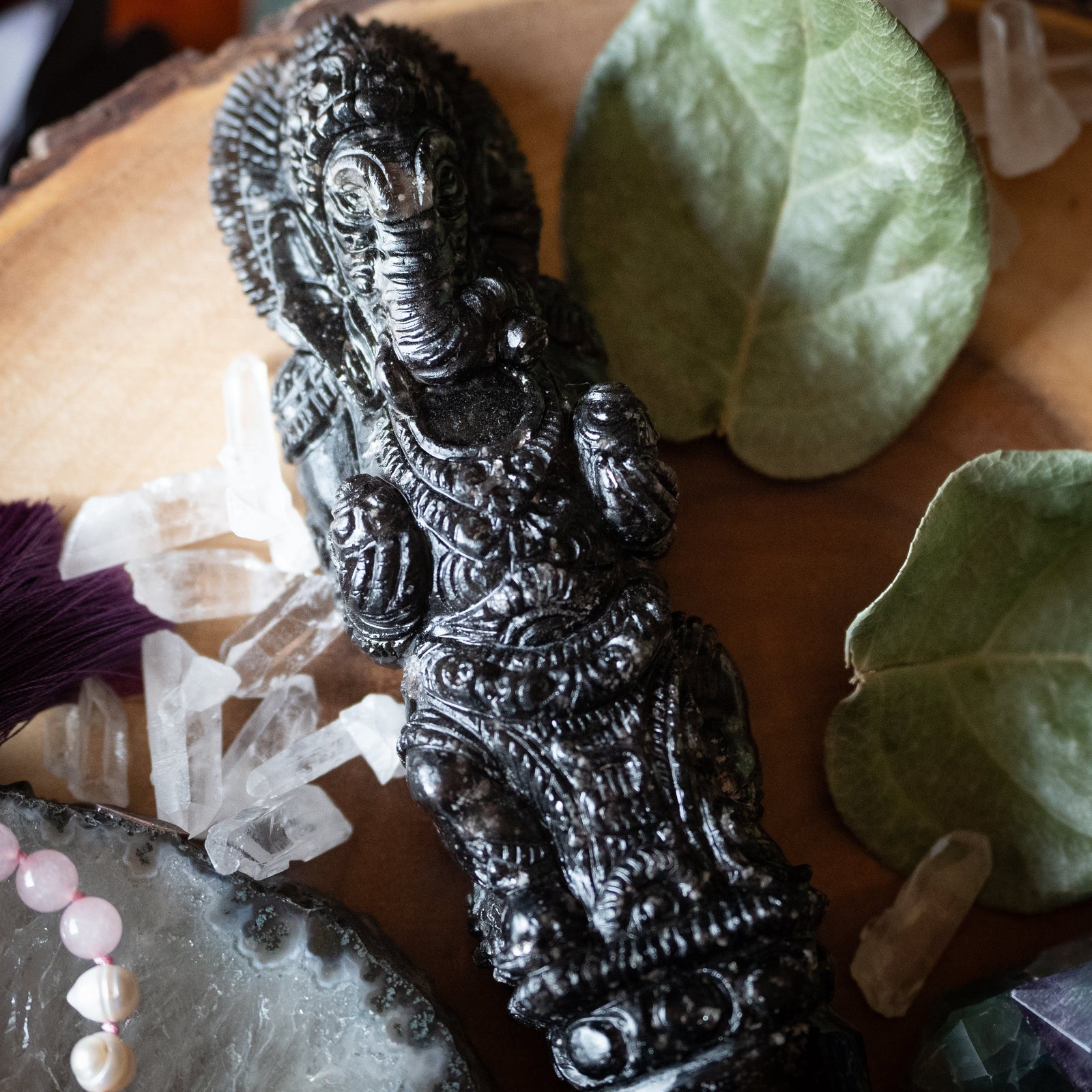 Snowflake Obsidian Ganesha Athame