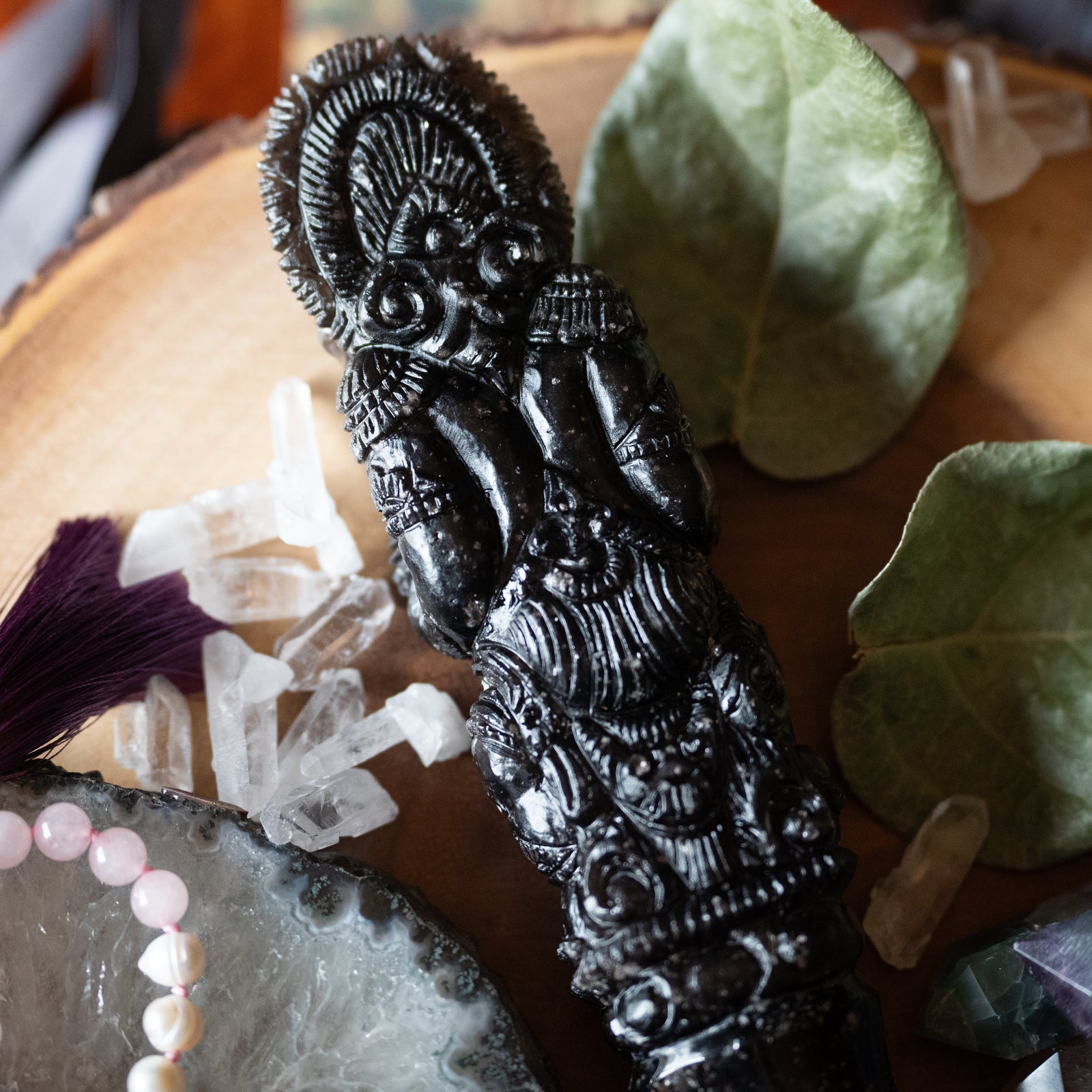 Snowflake Obsidian Ganesha Athame