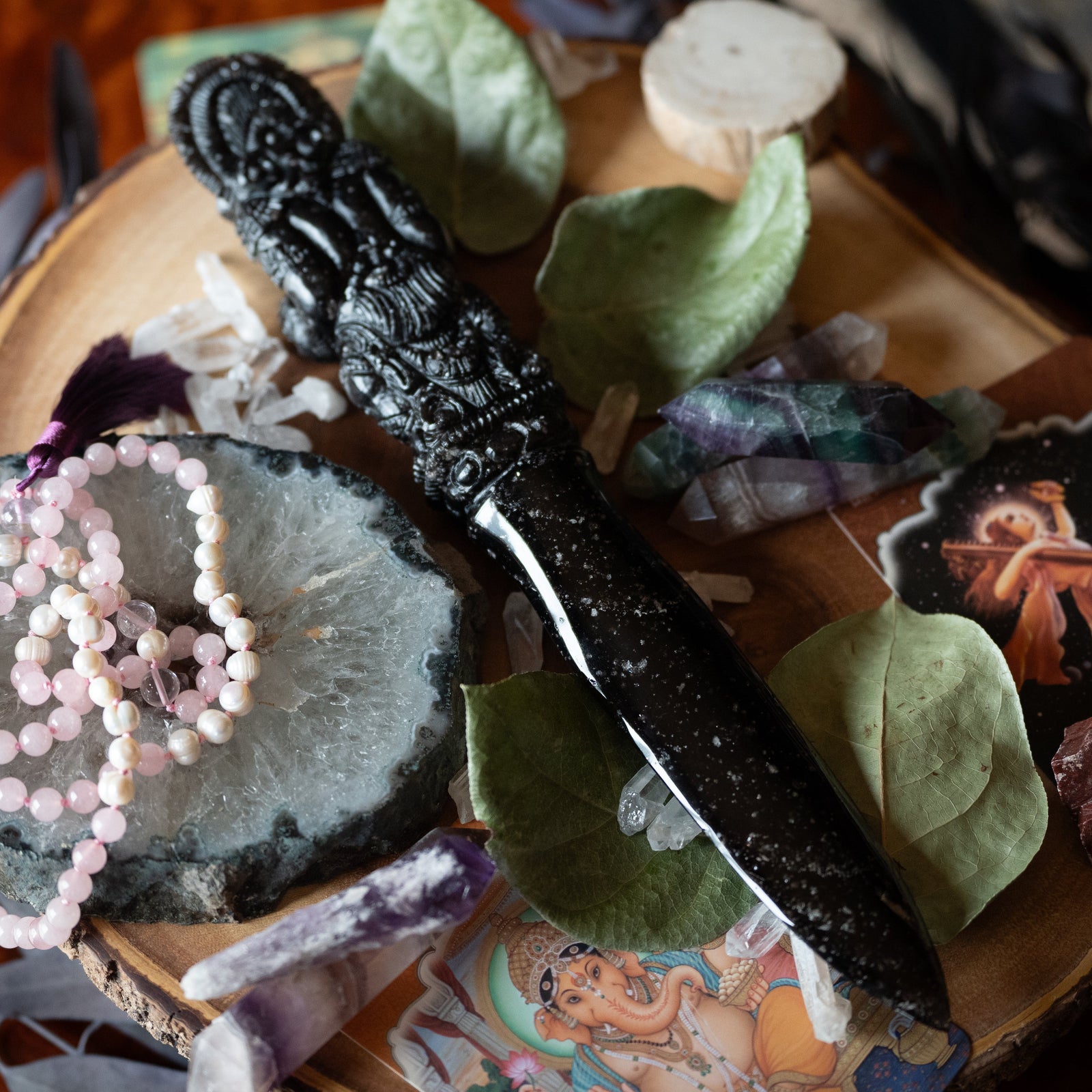 Snowflake Obsidian Ganesha Athame