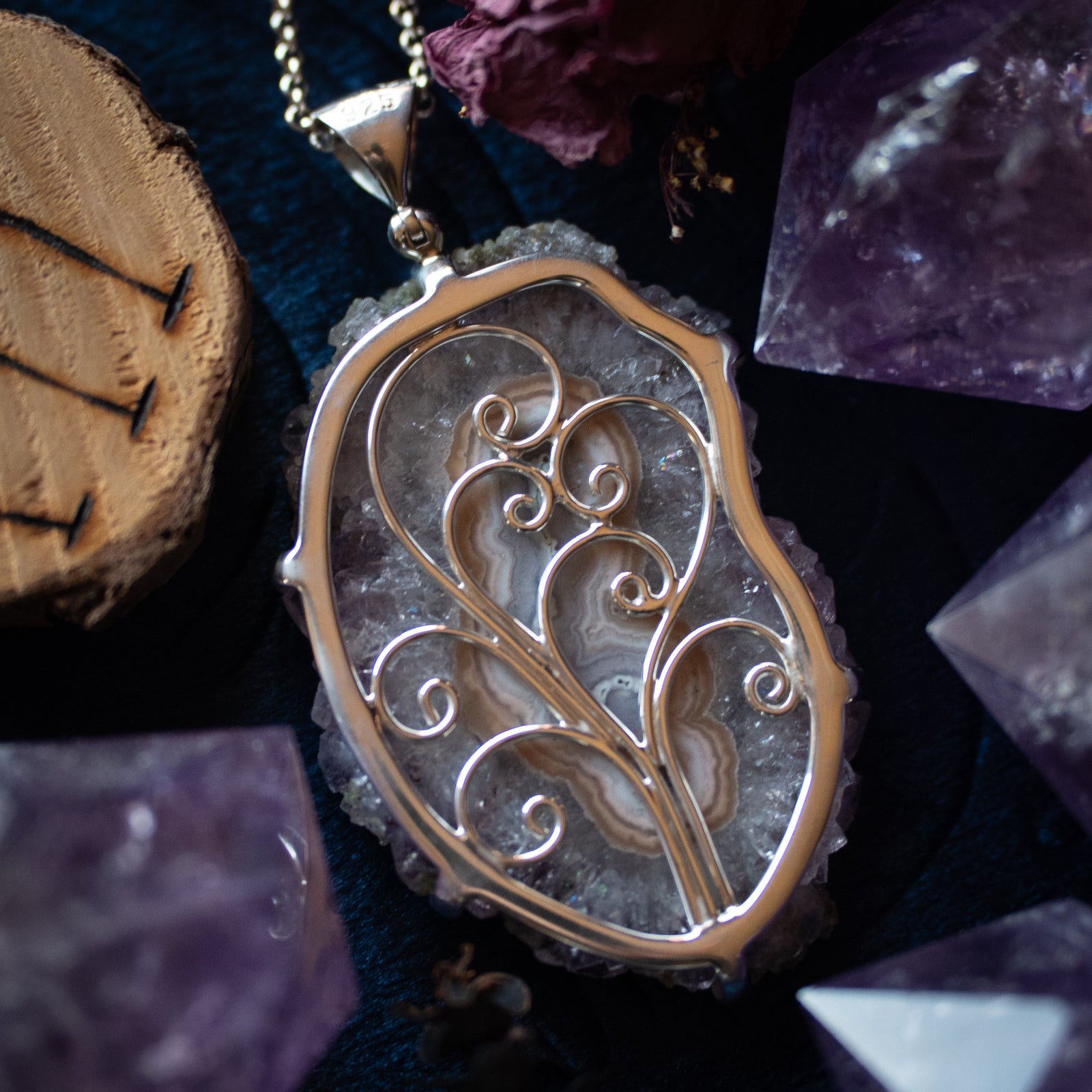 Amethyst Rose Pendant (.925)