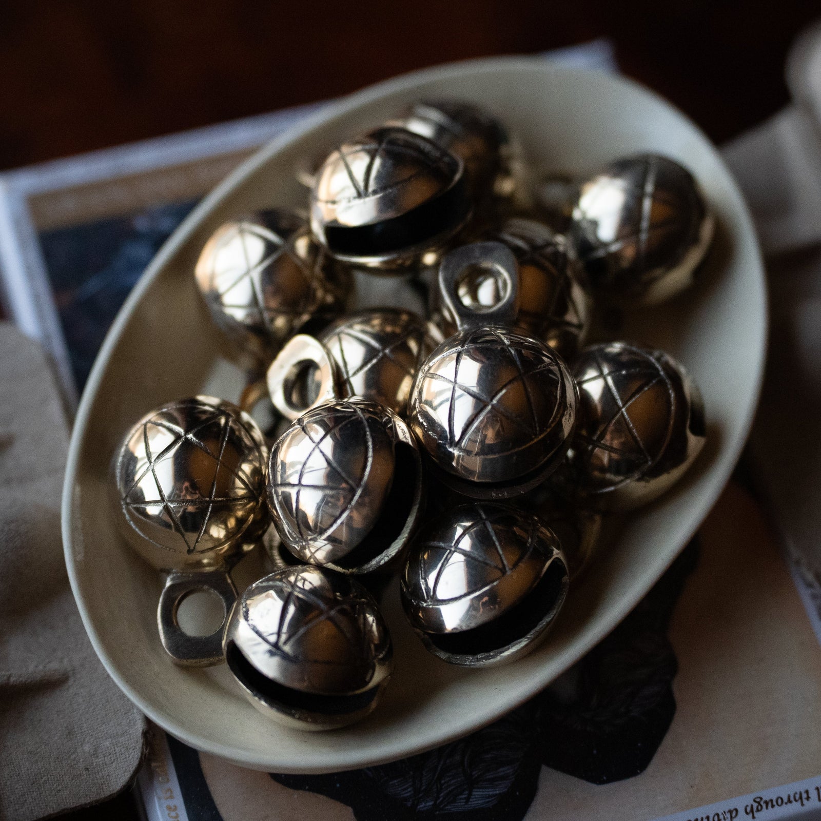 Pentagram Carved Brass Bell