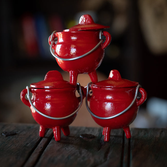 Red Cast Iron Cauldron