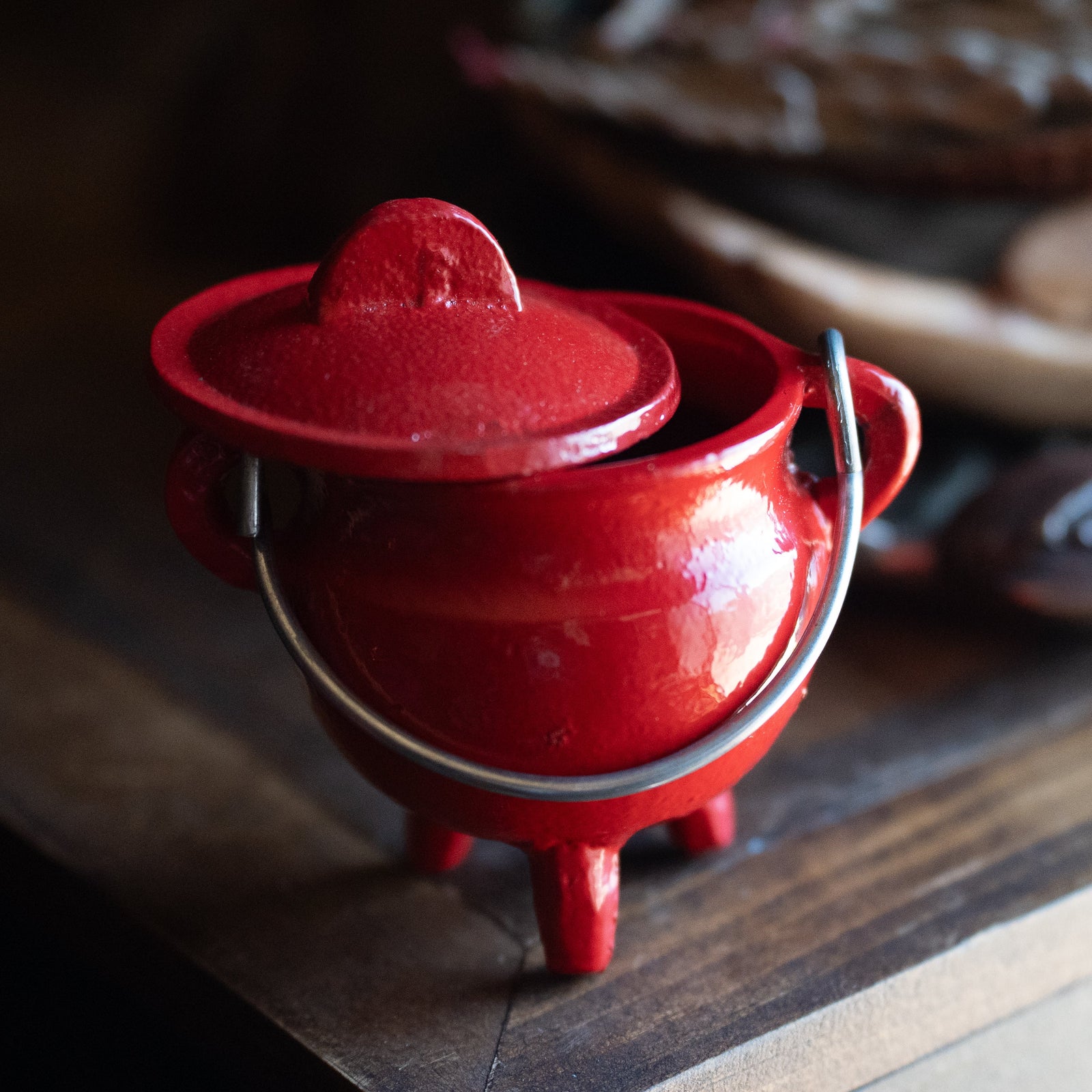 Red Cast Iron Cauldron