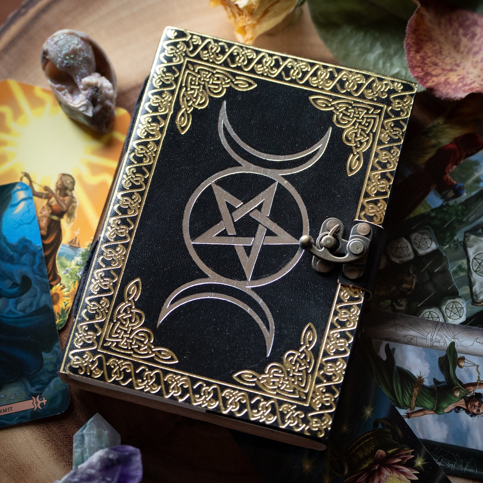 Triple Moon Leather Book of Shadows