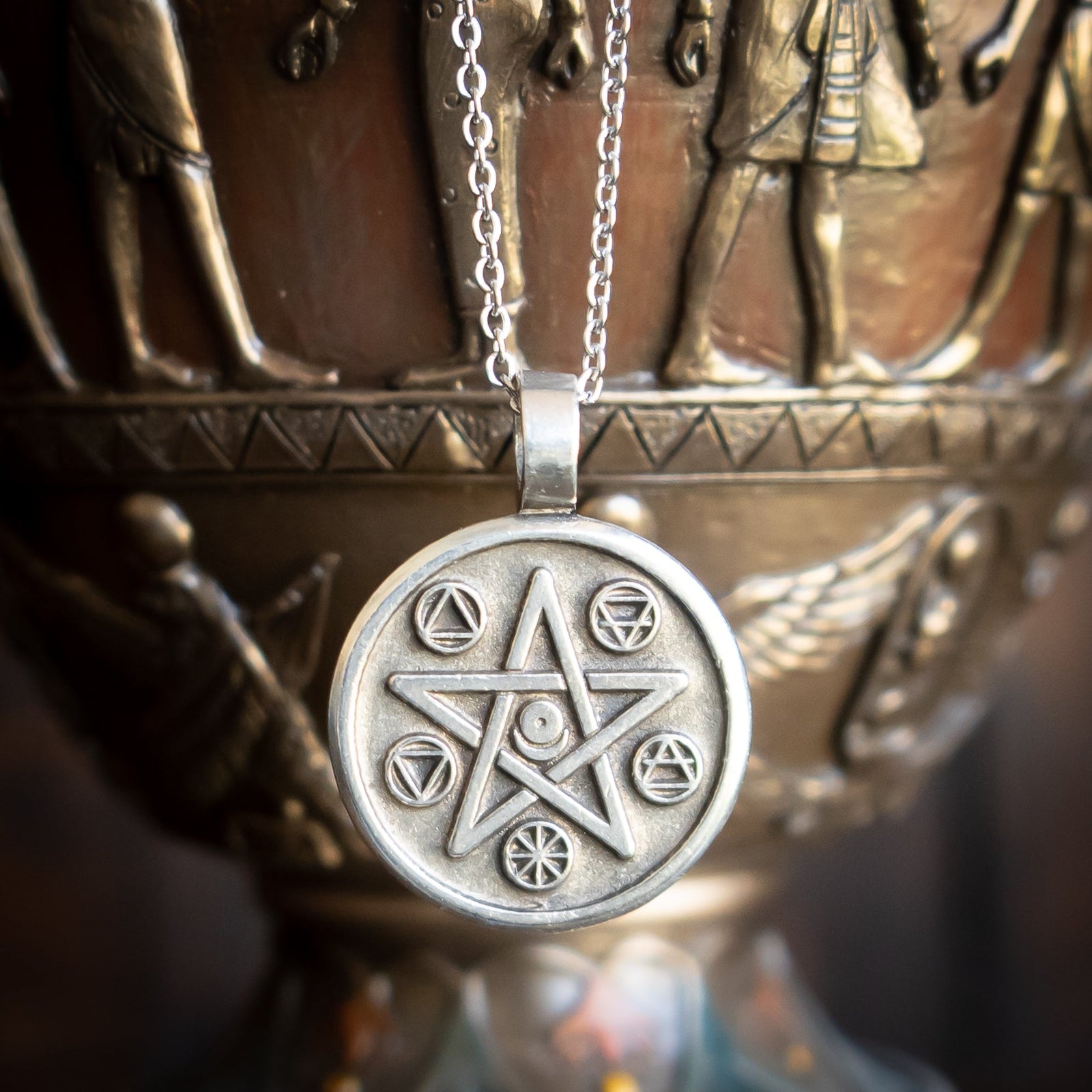 Pewter Pentacle Pendant w/ Chain