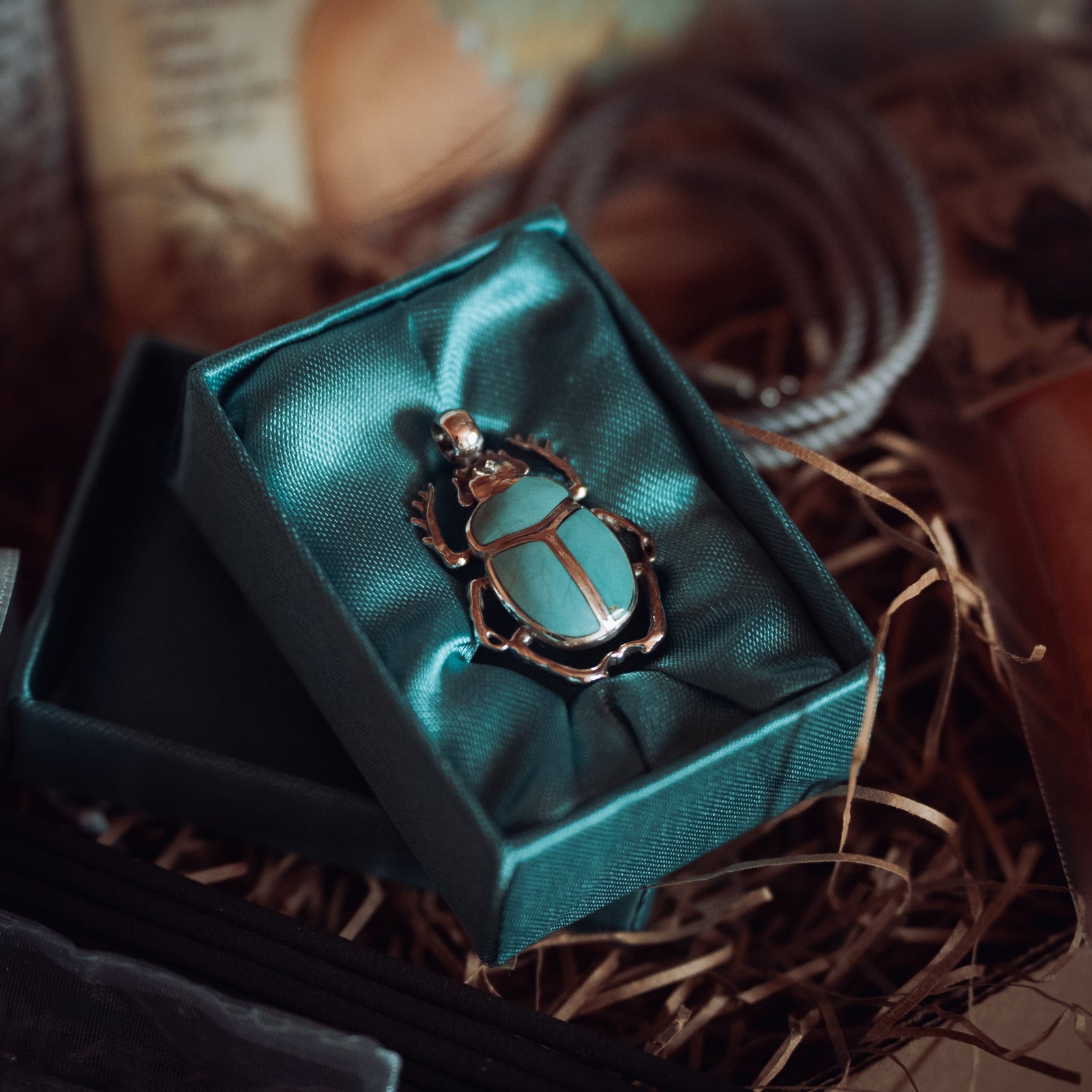 'Echoes of Eternity' Turquoise Scarab Pendant (.925 Silver)