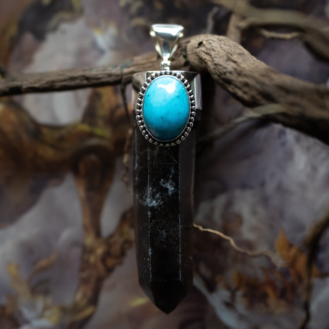 Turquoise & Smokey Quartz Pendant