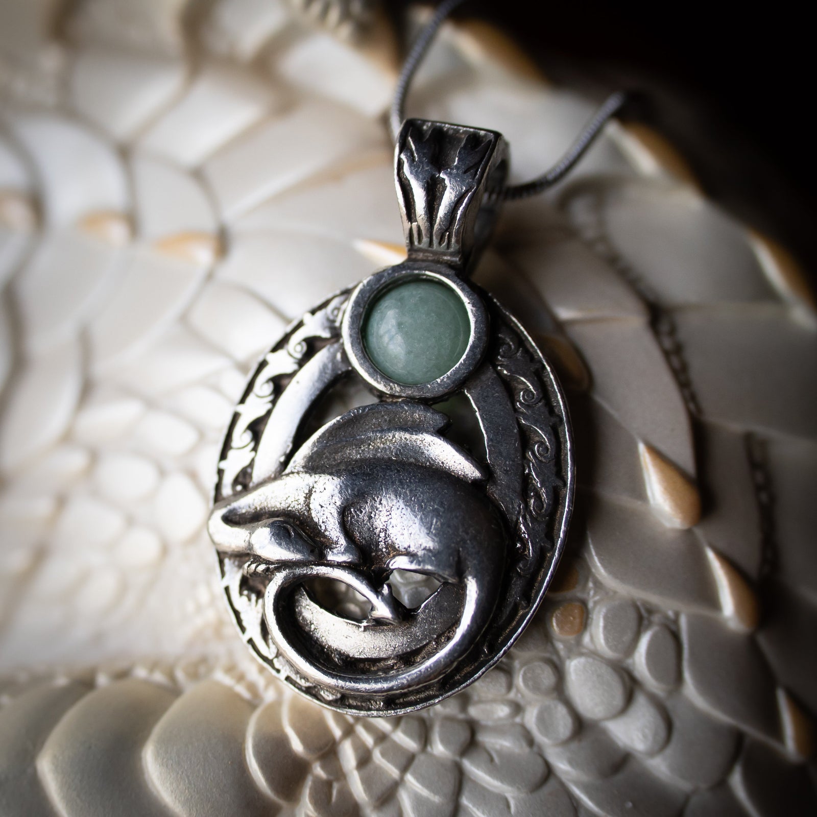 Aventurine Dragon Pendant w/ Chain