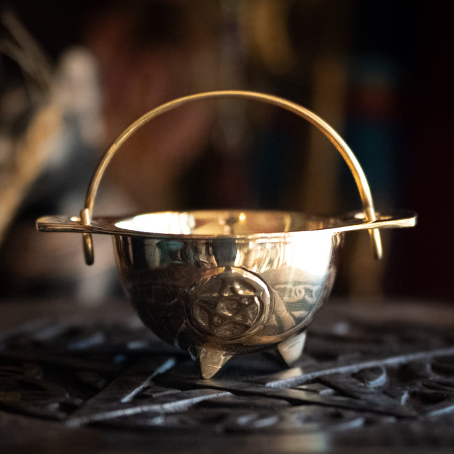 Solid Brass Pentacle Cauldron