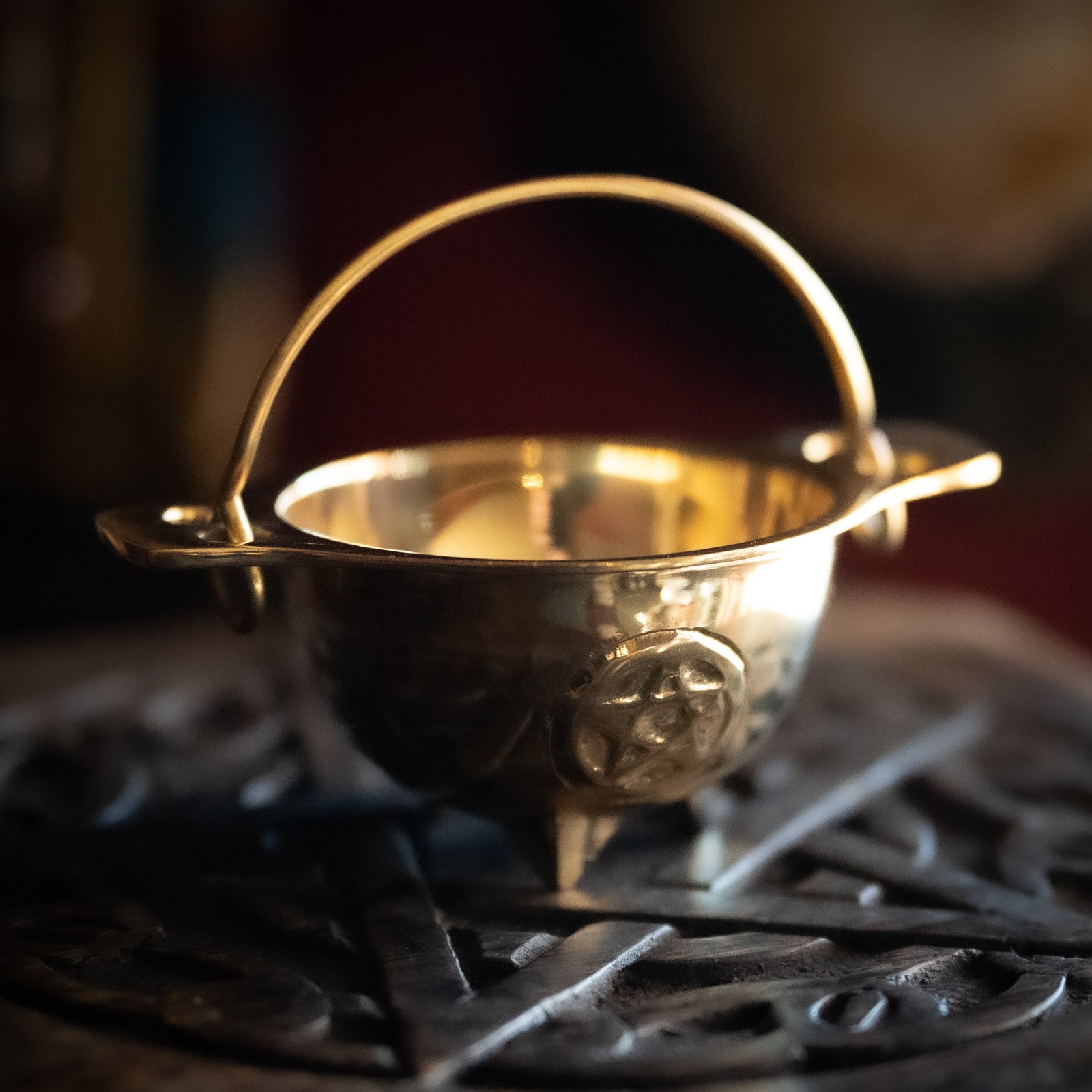 Solid Brass Pentacle Cauldron