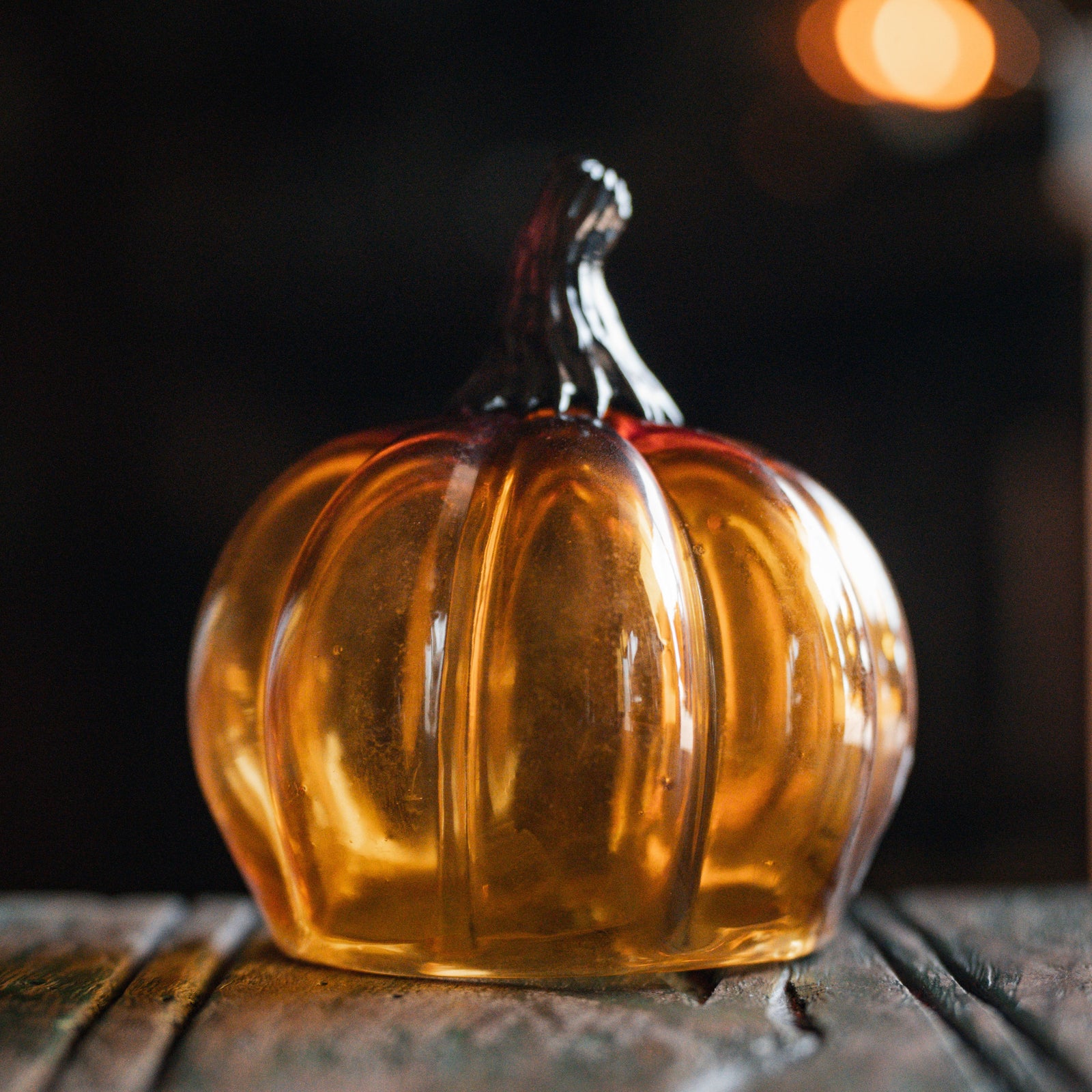 Small Amber Glass Pumpkin