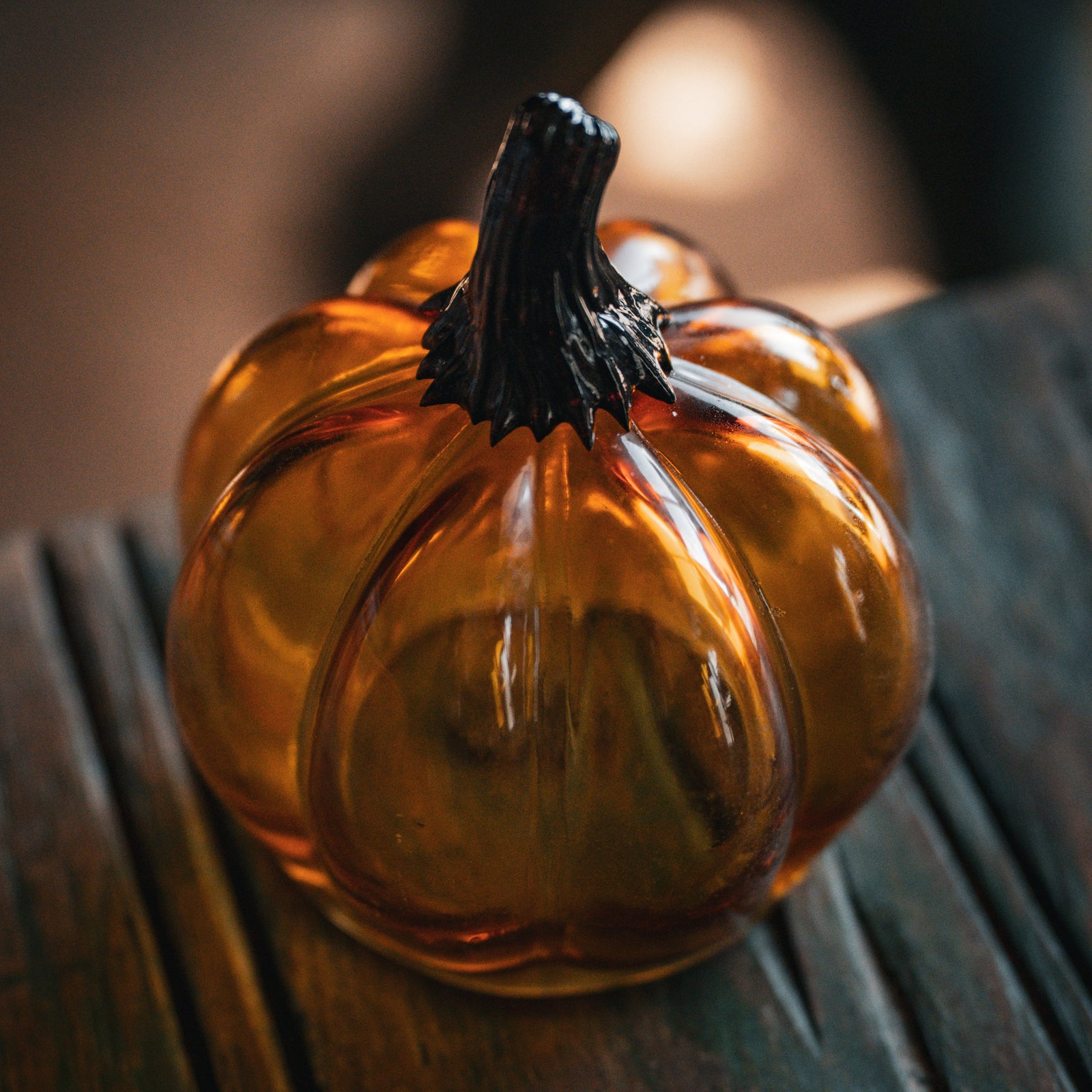 Small Amber Glass Pumpkin