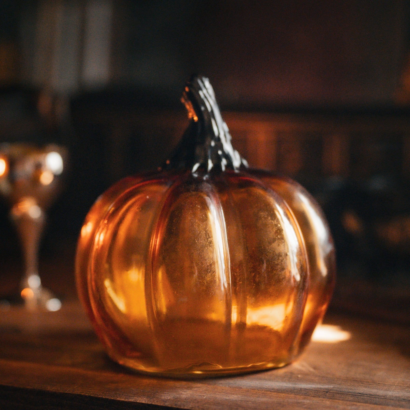 Small Amber Glass Pumpkin
