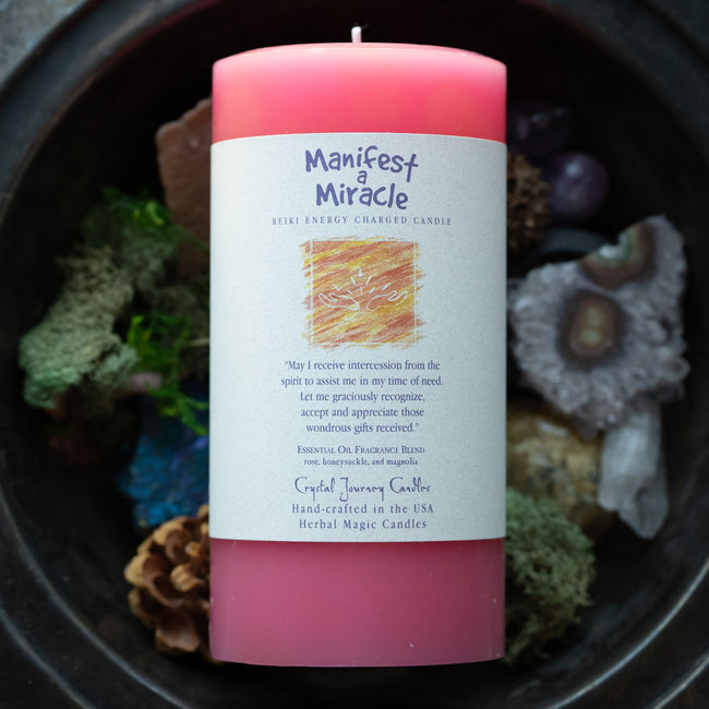 Large Reiki Herbal Candle - Manifest a Miracle