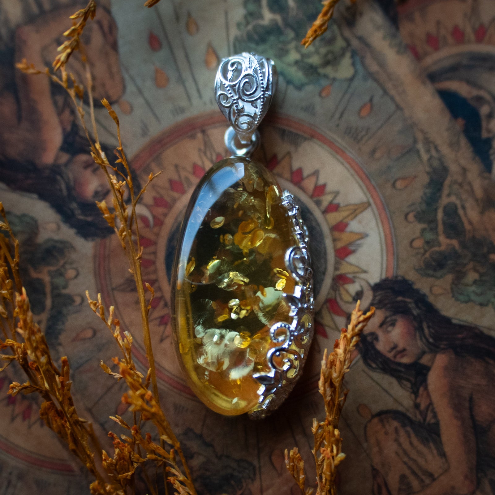 Citrine Amber Pendant (.925)