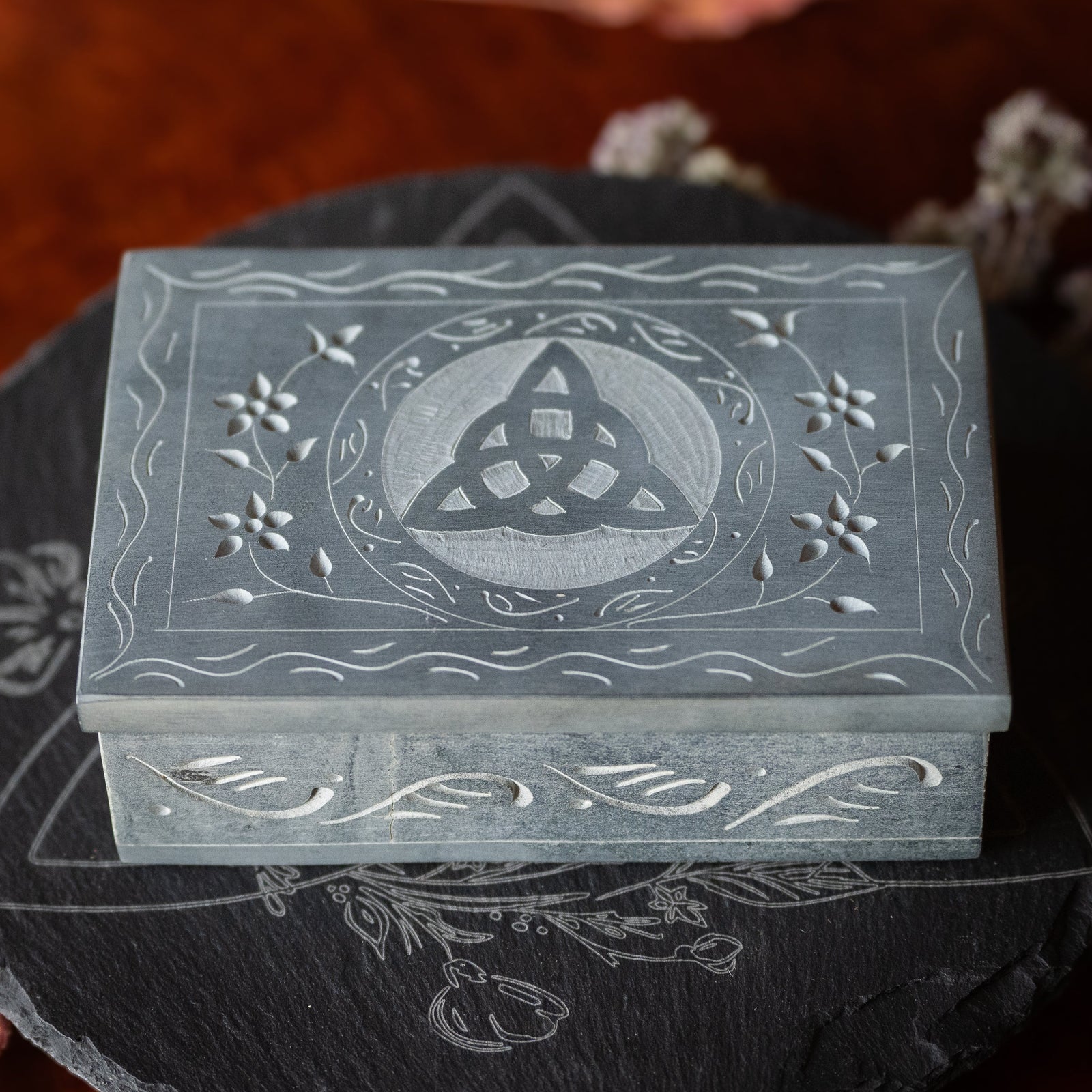 Carved Triquetra Box (Soapstone)