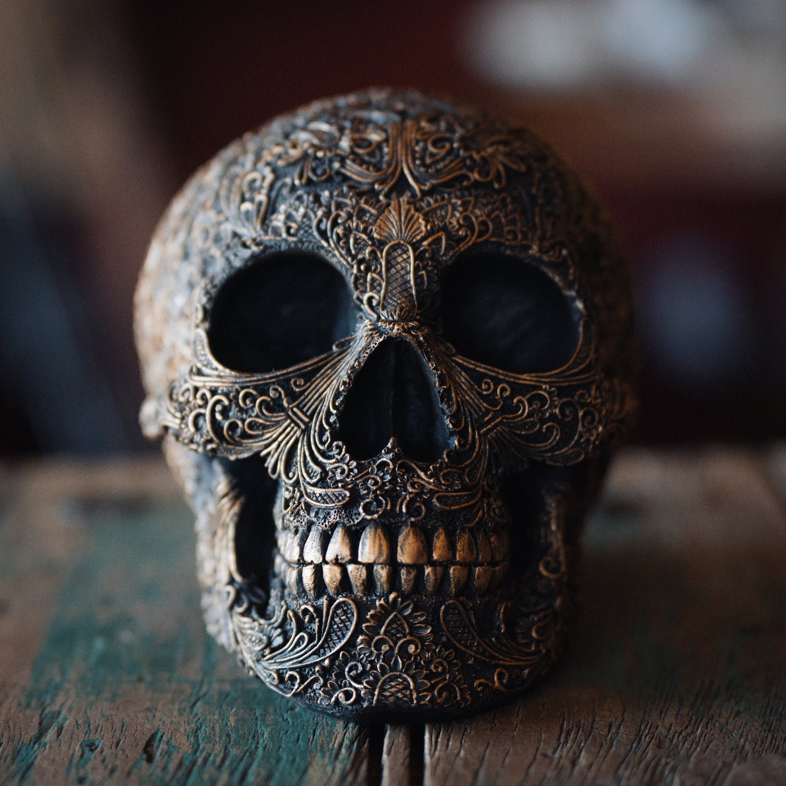 Hand-Painted Skull (Statue)
