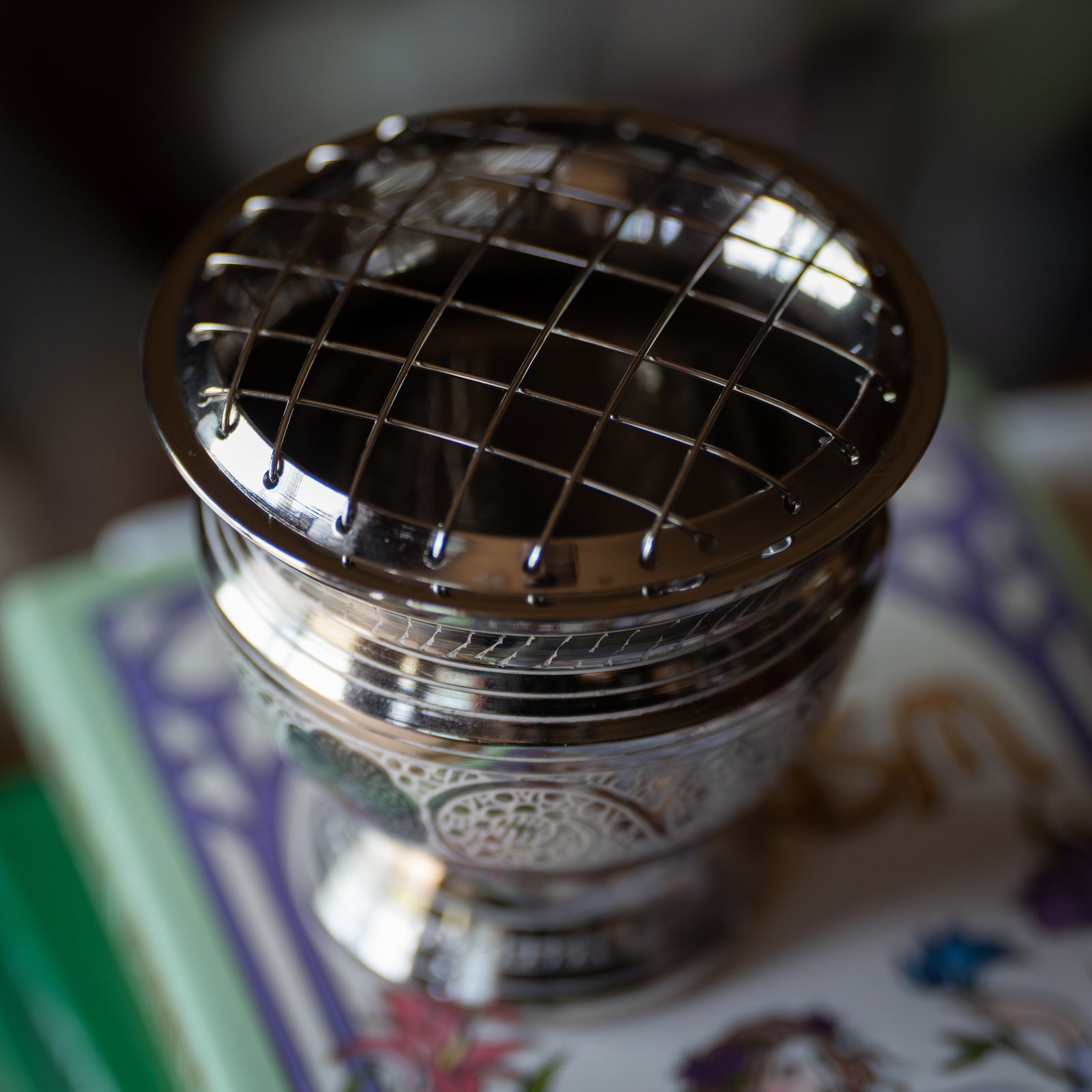 Silver Peacock Charcoal Burner