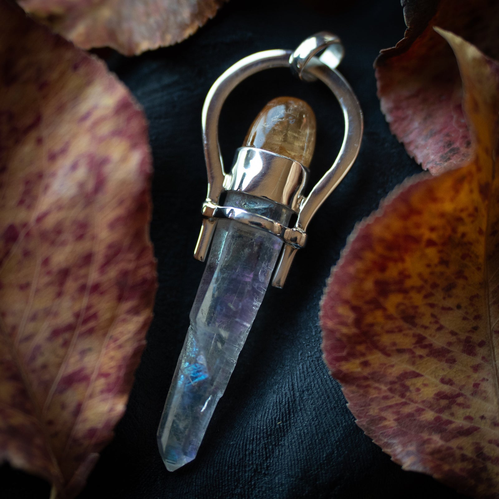 Citrine & Angel Aura Quartz Pendant