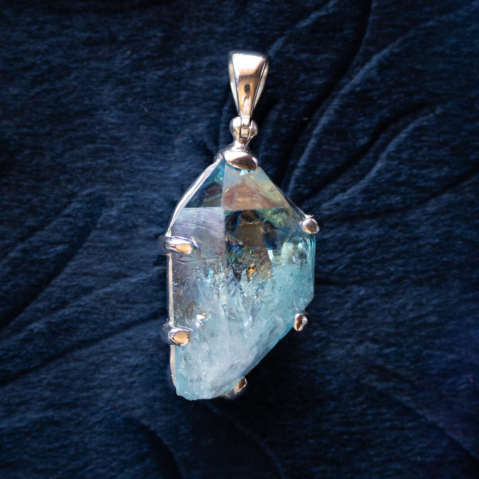Aqua Aura Quartz Crystal Pendant (.925 Silver)