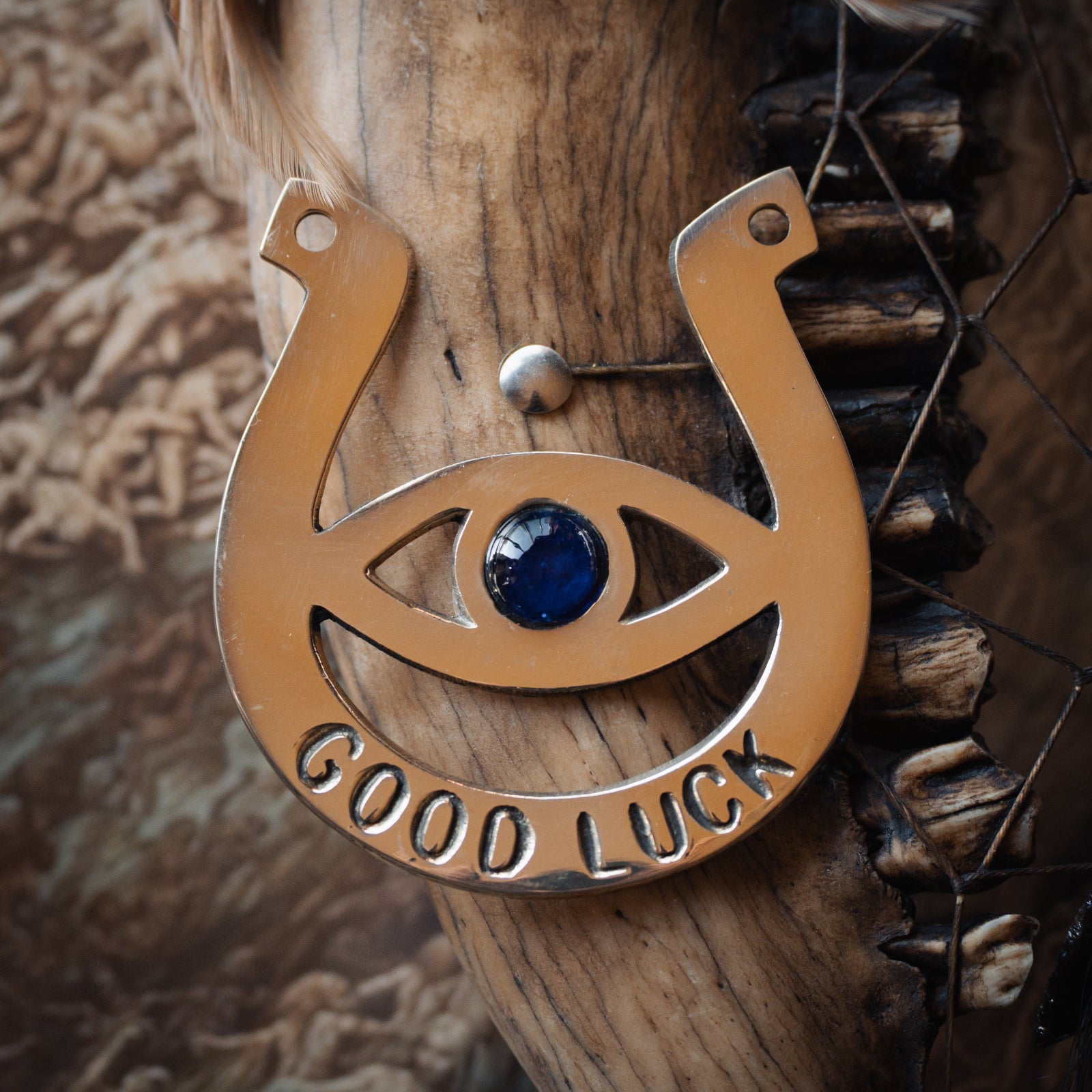 Evil Eye Brass Horse Shoe