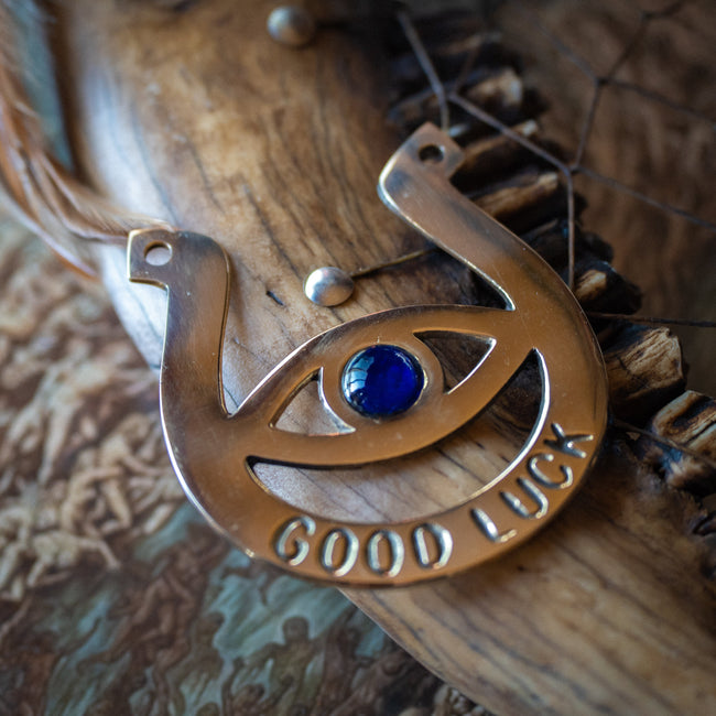 Evil Eye Brass Horse Shoe