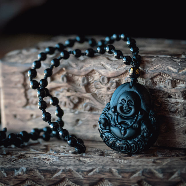 Obsidian Mala Necklace (Buddha)