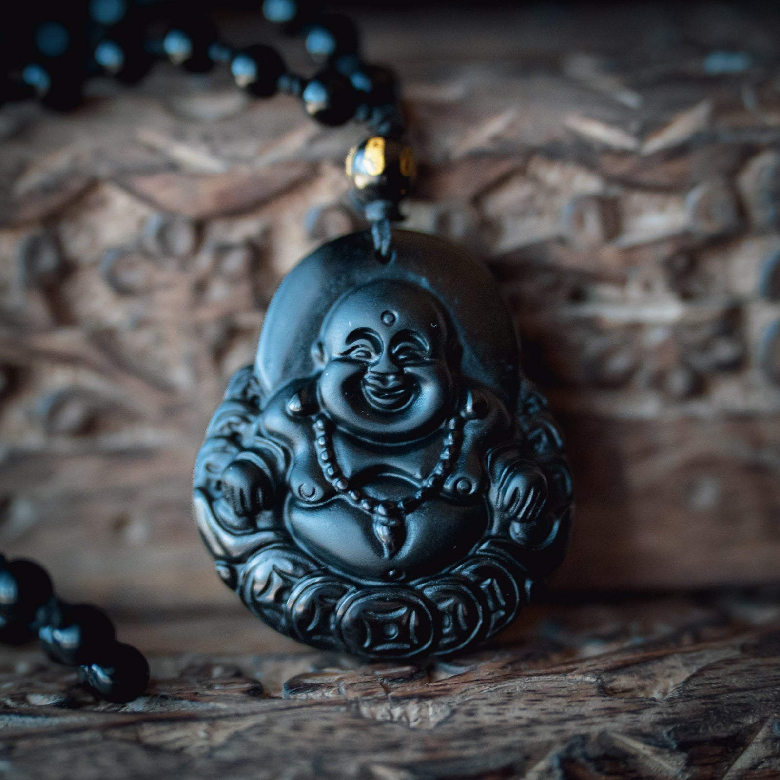 Obsidian Mala Necklace (Buddha)