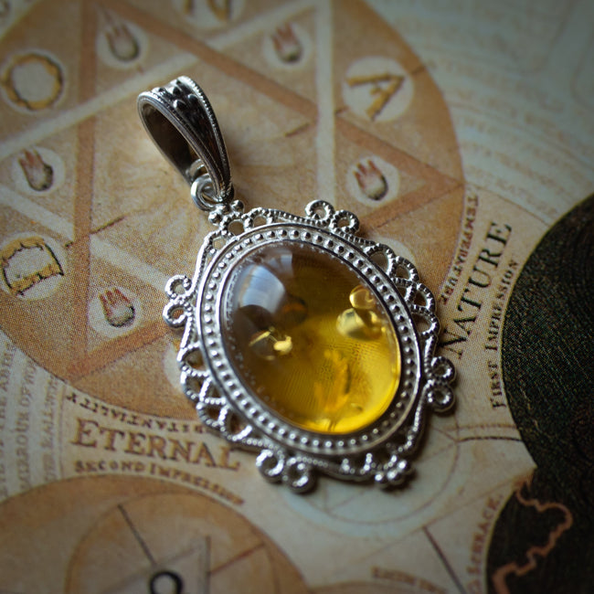 Citrine Amber Pendant (.925 Silver)